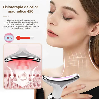 Masajeador Facial Anti-Edad 3 en 1 - LED, Vibración y Calor para Piel Firme y Rejuvenecida.