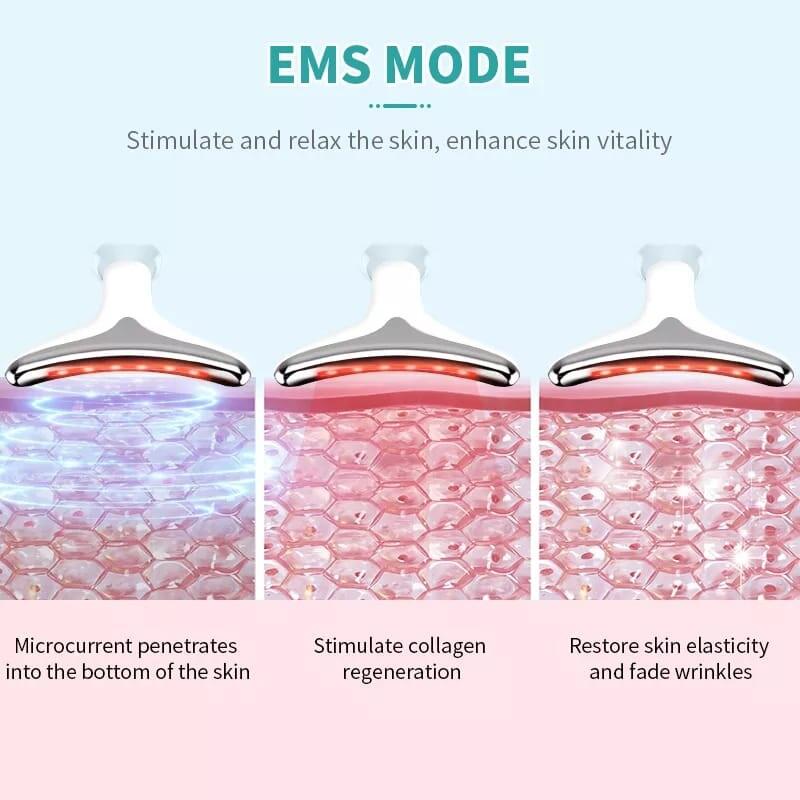 Masajeador Facial Anti-Edad 3 en 1 - LED, Vibración y Calor para Piel Firme y Rejuvenecida.