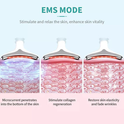 Masajeador Facial Anti-Edad 3 en 1 - LED, Vibración y Calor para Piel Firme y Rejuvenecida.
