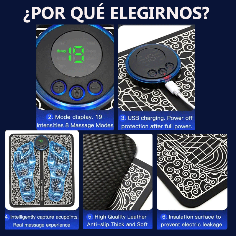 Masajeador de Pies Electroestimulante - Alivio Profundo, Circulación Mejorada
